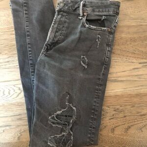 American Eagle Outfitters Dark Gray Ripped Skinny Jeans